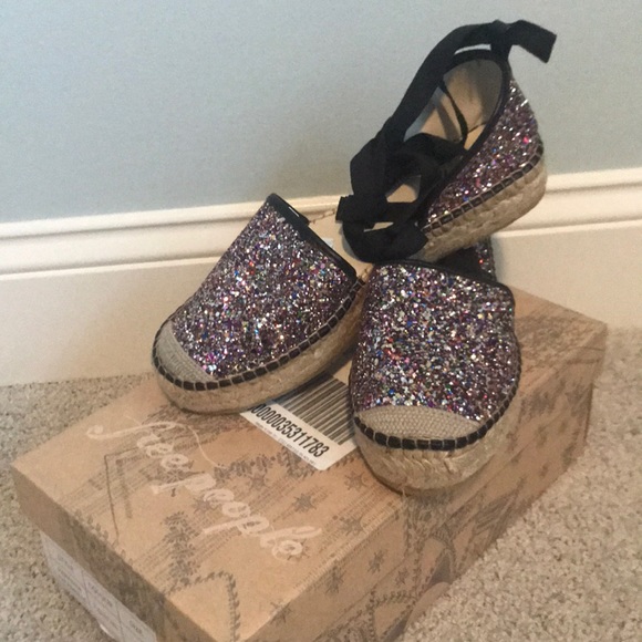 Free People Glitter Espadrilles NIB - Picture 3 of 7